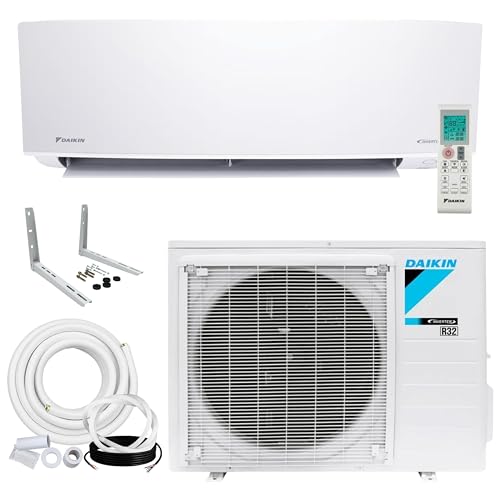 Daikin 12,000 BTU 18 SEER2 Entra R32 Series Ductless Mini Split Heat Pump System w/Maxwell All-Inclusive 15’ Installation Kit and Wall Mounting Bracket (230V), White, RXC12+FTXC12+IKM1438+WAFP24