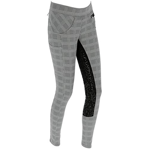Preisvergleich Produktbild Covalliero Damen Reitleggings Vollbesatz SUPERBA Karo grau 34 / 36