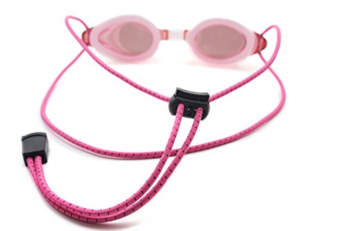 Image of Anti Fog Racing Swimming Goggles with Quick Adjust Bungee Strap (Pink Mirrored)