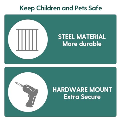 Babelio Baby Gate for Stairs, Kitchen & Doorways, 26-41" W 28" H No Bottom Bar| Easy Installation| One-Handed Operation| Auto-Close| Hardware Mount Safety Dog/Pet Gate Indoor (Black Wood Pattern)