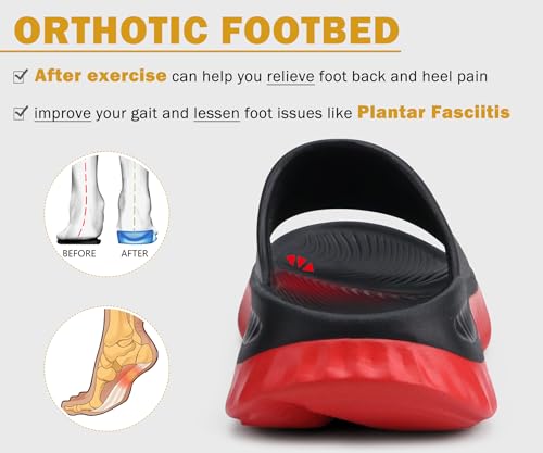 Image of KuaiLu Womens Recovery Sandals With Comfortable Plantar Fasciitis Support,Ladies Orthotic Open Toe Sport Slides Thick Cushion Reduces Stress on Feet,Joints & Back Post-Exercise