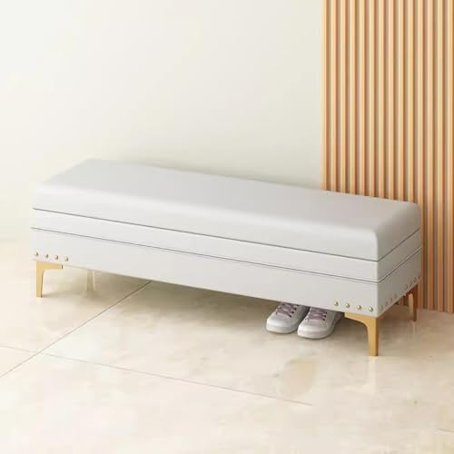 Banc d'entree en cuir de prestige et piètement métallique pour intérieur moderne - 2