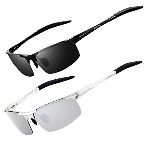 RONSOU Men Sport Al-Mg Polarized Sunglasses Unbreakable for Driving Cycling Fishing Golf