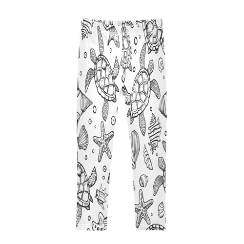 Toddler Girls Leggings Printed Yoga Pants Leggings Turtles Starfish Shell for Kids