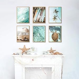 Laywhq Coastal Beach Wall Art Summer Ocean Surf Tropical Canvas Wall Decor Summer Nautical Palm Tree Turtle Surfboard Bus Room Paintings Prints Posters for Bedroom Living Room Set of 6 8x10in Unframed Laywhq Coastal Beach Wall Art Summer Ocean Surf Tropical Canvas Wall Decor Summer Nautical Palm Tree Turtle Surfboard Bus Room Paintings Prints Posters for Bedroom Living Room Set of 6 8x10in Unframed