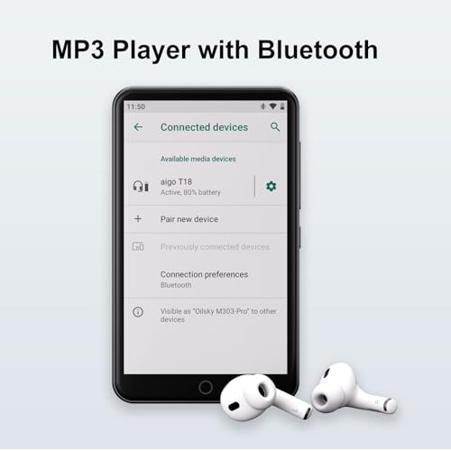 Image of 80GB MP3 Player with Bluetooth and WiFi, Oilsky 4.0 inch IPS Touch Screen Audible M303 Pro Black-7