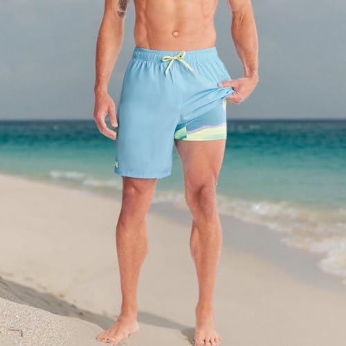 Image of Under Armour Men's Compression Lined Volley Swim Trunks, UPF 50+ Sun Protection, Drawstring Closure & Elastic Waistband
