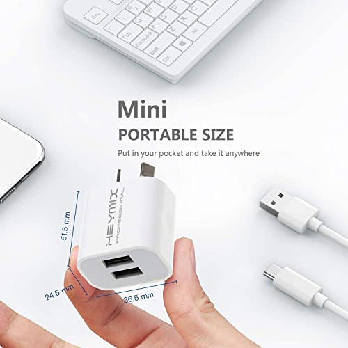 image for YESDEX HEYMIX Dual USB Wall Charger, 3-Pack USB Power Adapter Plug, Do