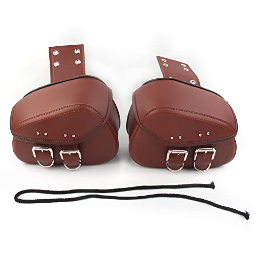 Bolsa para Herramientas de Motocicleta Bacar Pair, Bolsa Impermeable de PU, Duradera y Hecha a Mano, Bolsa de Alforja Marrón miniatura 1