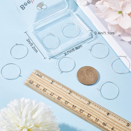Beebeecraft 1 Box 8Pcs Beading Earring Hoops 925 Sterling Silver 24x27mm/0.94x1in Open Oval Round Wine Glass Charm Rings Earring Findings Supplies for Jewelry Making DIY Craft Kit - Image 3
