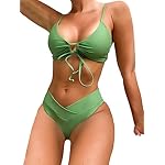Meetall Women's High Cut String Triangle Bikini Set Swimsuits Sexy Bathing Suits 2 Piece