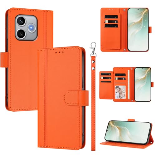 Étui clapet Honor 600 en similicuir orange texturé antidérapant