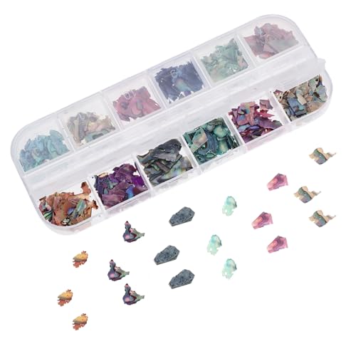 Ipetboom Natural Abalone Shell Nail Art Charms of Thin Rainbow Shell Decorations for Nail Design for Christmas Nail Charms and Manicure Supplies