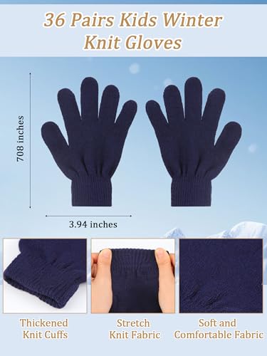 Toulite 72 Pcs Kids Winter Hats Gloves Bulk Warm Knitted fleece Beanie Knitted Gloves Cold Weather for Boys Girls Homeless3