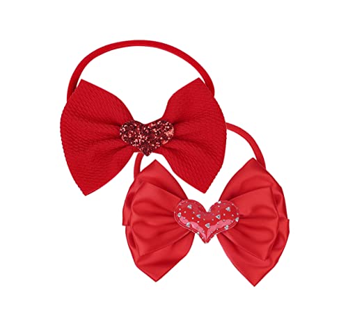 Red Headband Bow Baby Girls Band Bowknot rose Heart-shaped headband <131> (A)