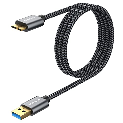 SUNGUY Cable USB 3.0 Micro B para Disco Duro Externo, 5Gbps Cable de Datos Tipo A a Micro B Macho para Seagate Backup Plus, Toshiba Canvio Basic, WD, My Passport, Seagate Backup Plus y Elements -1m