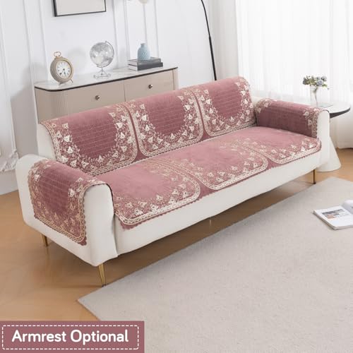 Image of HOKIPO Gulabi Jaal Premium Chenille Jacquard Sofa Cover for 3 Seater for Seat & Back, 'Royal Aangan Series' (IN-1008-L1*2)
