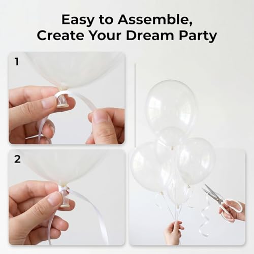Image of 150pcs Clear Balloons Garland Arch Kit, Different Sizes (18 /12 /10 /5 Inch) Transparent Latex Balloon Set for Baby Shower, Wedding, Birthday, Engagement Party Decorations