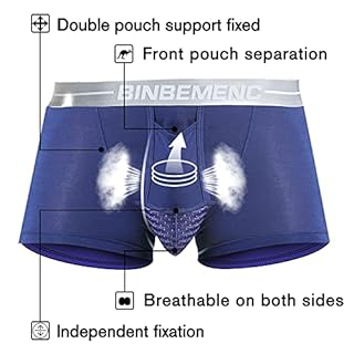 BINBEIV Men's Varicocele Underwear - For Scrotal, Testicle Support, Dual Pouch Navy Blue - Large