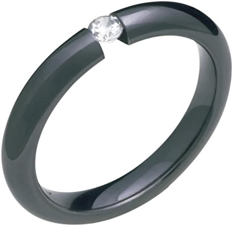 Alain Raphael Stunning Black Titanium Ring with Diamond Tension Set 3mm Wide Wedding Band