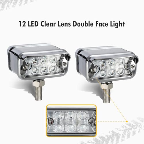 Luces de posición intermitentes 12 LED rectangulares cromadas para parachoques de camión Peterbilt 6