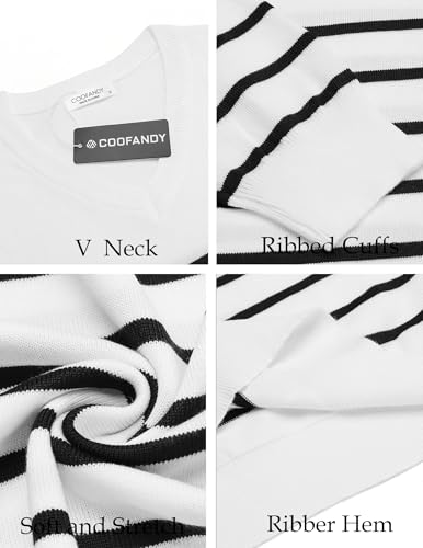 Image of COOFANDY Mens Casual V Neck Sweater Knit Slim Fit Long Sleeve Pullover Top