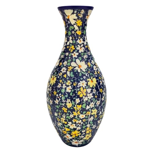 3D Jigsaw Vase, Unique Flower 3D Puzzle Vase, Plastic Arts Flower, Made by 160 Curved Plastic Puzzle Pieces Home Decor, for Adults Home Decoration (Floral)