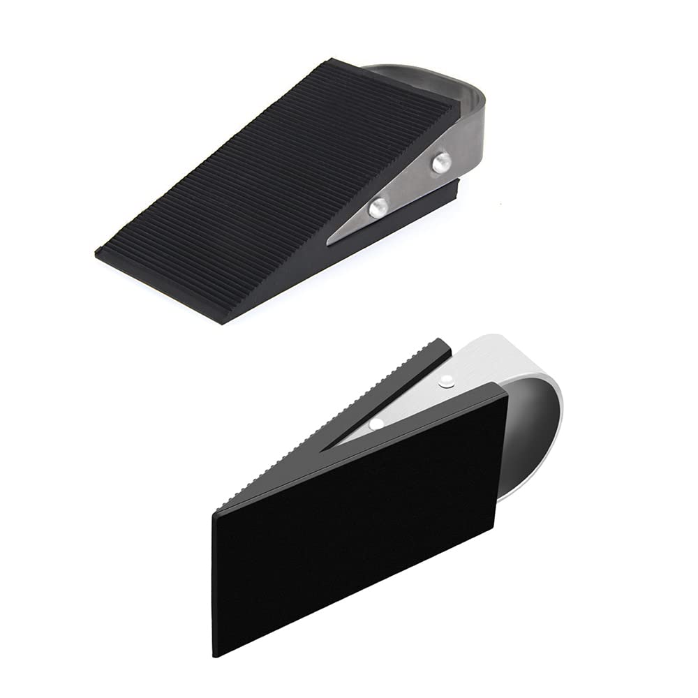 Cale Porte en Bloqueur de Porte Antidérapant en Acier Inoxydable Butée de Porte Anti-Rayures pour la Maison et le Bureau 2 Pack