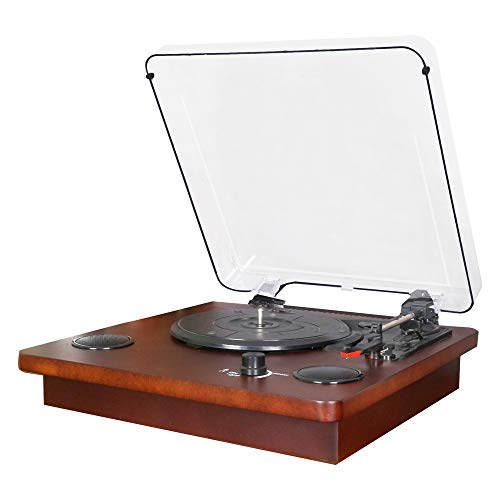 PC Encoding Record Player,3-Speed Vinyl Turntable Built-in 2x1W Bluetooth Speakers, RCA/AUX/Headphone Jack Record Player