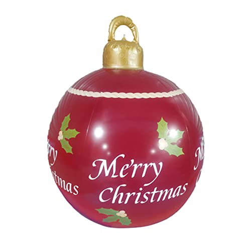 Heflashor Bola inflable de Navidad, bolas de Navidad al aire libre, bolas de Navidad de PVC con bomba de aire, bola gigante de Navidad de 24 pulgadas para decoración de patio para vacaciones (# 15) Cover