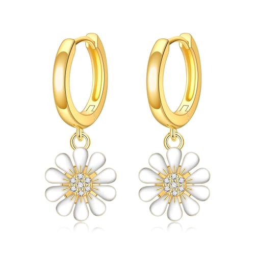 Boucles d'oreilles en argent 925 marguerite : créoles anti-allergies pour lobes sensibles