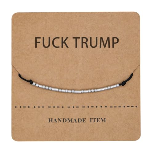 Fuck Trump Morse Code Bracelet Anti Trump Bracelet With Meaning Card Stainless steel Beads Funny Gifts
