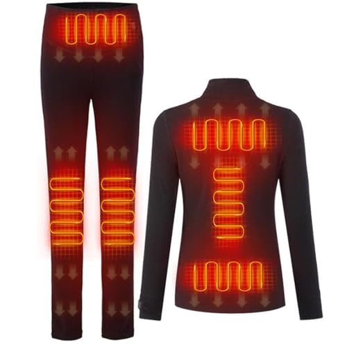 GJXWD Ropa Interior Térmica Calefactable Conjunto de Ropa Interior con Calefacción Acogedora para Mujer Y Hombre con Calefacción USB Camiseta Y Pantalón,M,Women