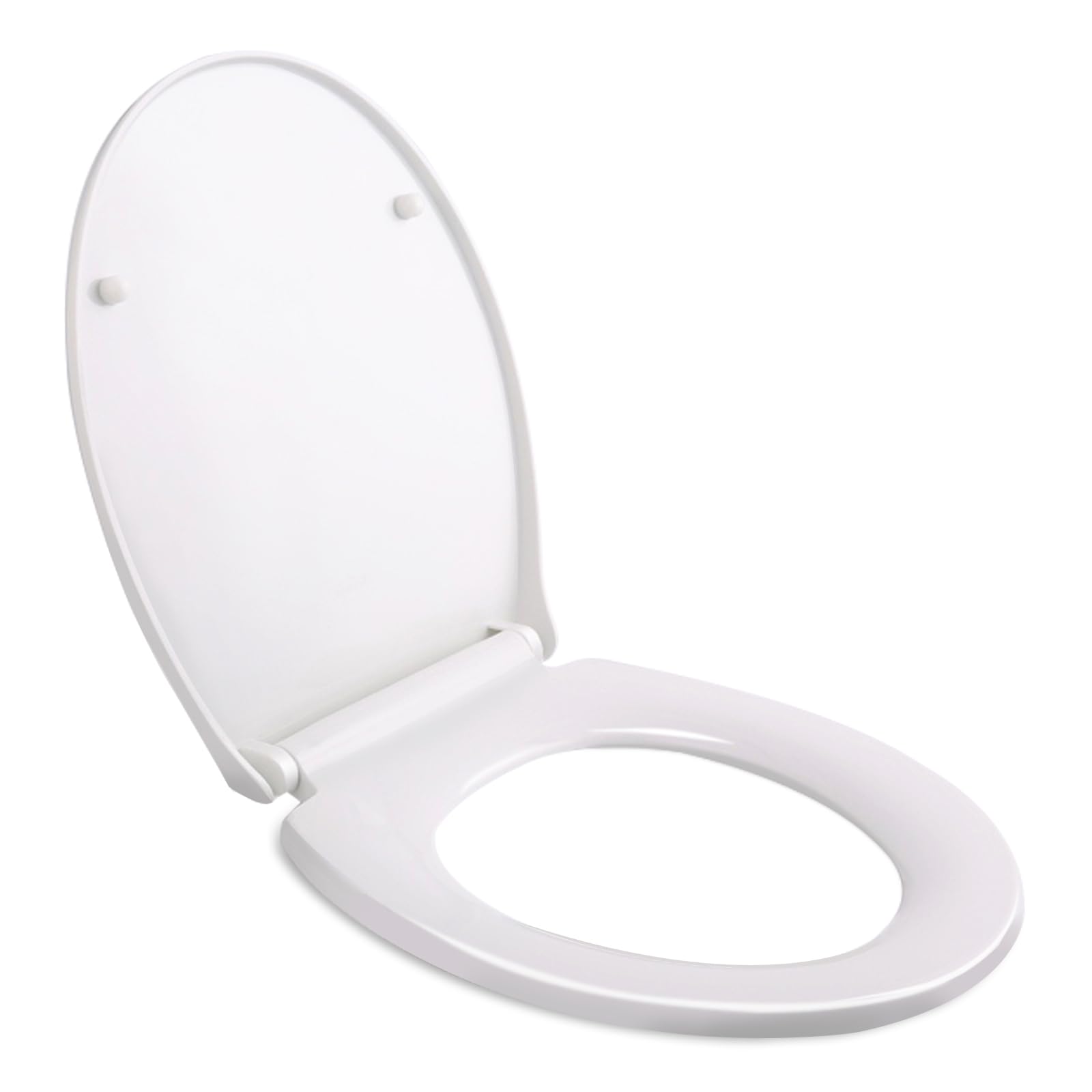 HIMIMI - Sedile WC ovale con funzione di sgancio rapido, abbassamento automatico e cerniera in acciaio inox, antibatterica, forma a O, in polipropilene (440 x 375 x 54 mm)