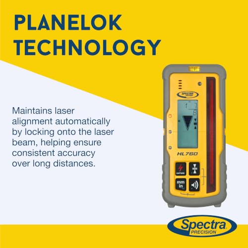 Image of Spectra Precision HL760 Laser Level Receiver, Front and Back LCD Displays, Digital Readouts, Select Units of Measure, Waterproof