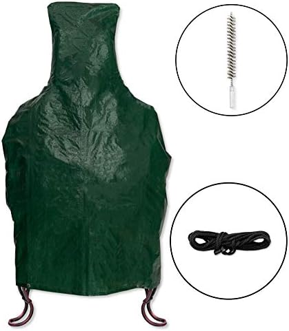 Lulwood - Heavy Duty Green Chiminea/Chimenea Cover for Outdoor Protection Complete with Wire Cleaning Brush