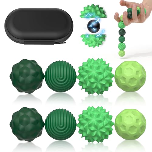 8PCS Magnetic Fidget Balls (8 Stück), Magnetkugeln Stressball Silikon Magnetische Sensorik Bälle Spielzeug, Sensorisches Spielzeug Anti Stress Stimming Sensory Fidget Toys für Erwachsene ADHS (Green)