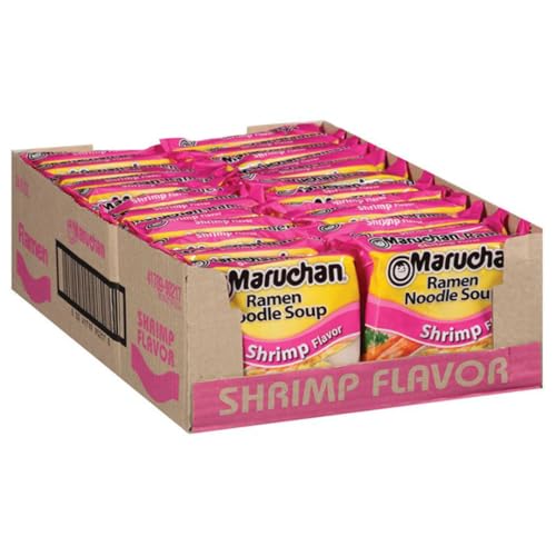 Maruchan Ramen Shrimp, Instant Ramen Noodles, Ready to Eat Meals, 3 Oz, 24 Count