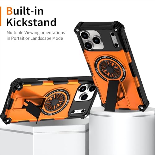 Coque iPhone 15 Plus orange en silicone rigide antichoc avec support