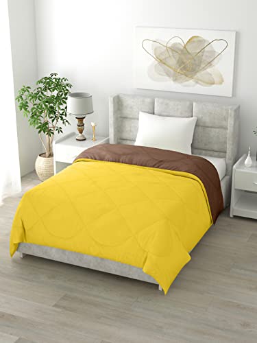 Image of Clasiko Reversible Single Bed Comforter; 60x90 Inches; 200GSM; Yellow & Brown