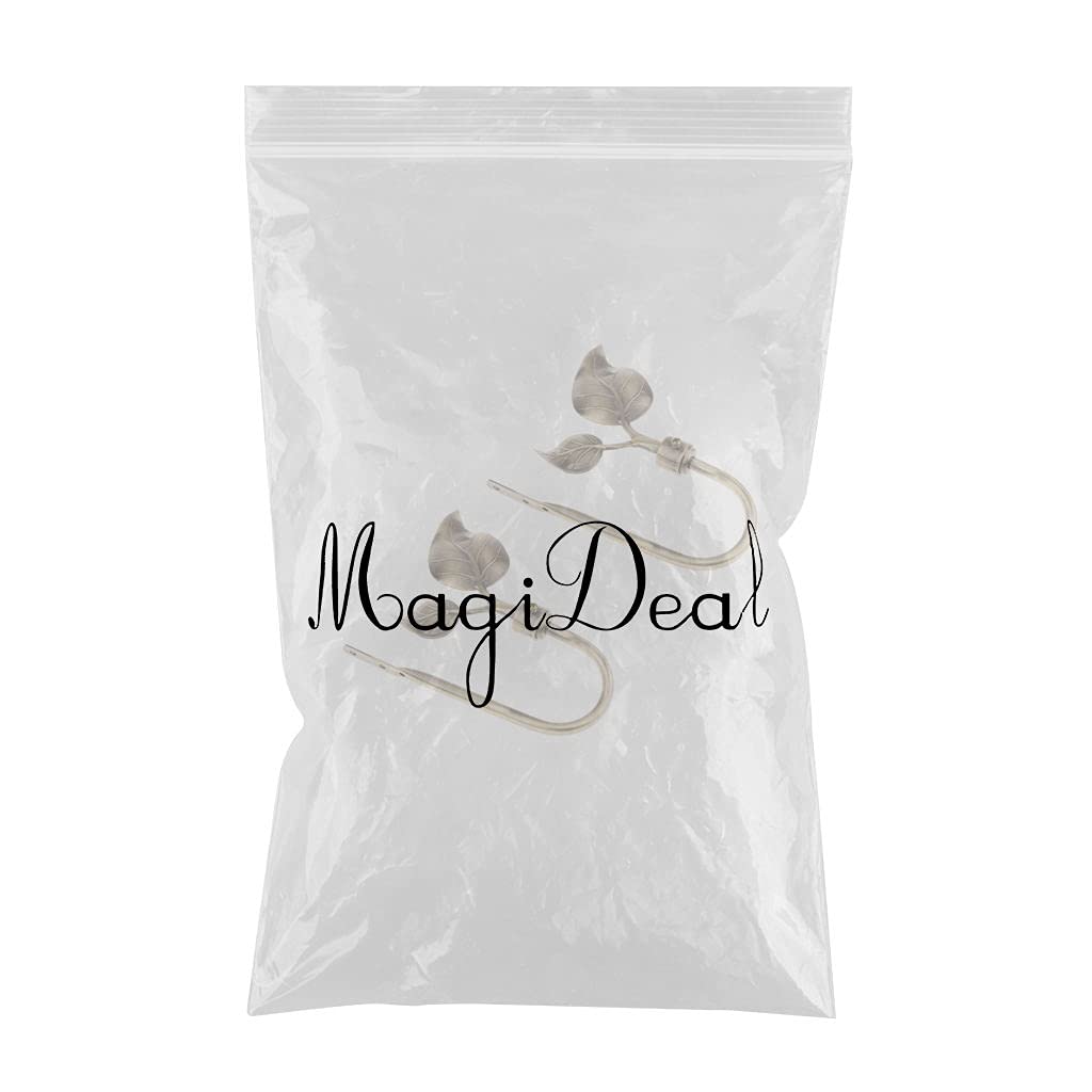 Lot De 2 Embrasses à Rideau En Forme De U Avec Feuilles - Alliage Aluminium Blanc - Pour Décoration Murale