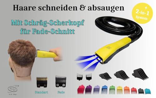 2x Scherkopf, Haarschneider Staubsauger 2 in 1 Haare Schneiden Saugen mit Absaugsystem Hair Easy Cut