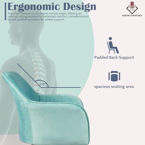 Image of Plush Dining Chair | Accent Chair for Living Room Bedroom Restuarant | Velvet Fabric & Thick Cushion Seat with Sturdy Glossy Metal Legs (Black Legs, Sky Blue)
