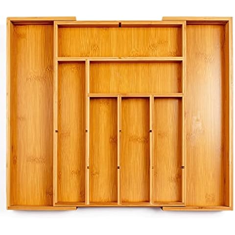 Winged Sirius Cutlery Tray|Bamboo Drawer Organiser with Removable Dividers | Long Lasting and Durable Wooden Cutlery Tray with Extra Foot Pads | Perfect for Home and Office Use Cover