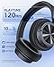 Hybrid Active Noise Cancelling Headphones 120H Playtime Wireless Headphones Bluetooth 6.0 Over Ear Headphones with 6 ENC HD Call Mic, Hi-Res 360° Spatial Audio ANC Headphone for Travel Workout Black