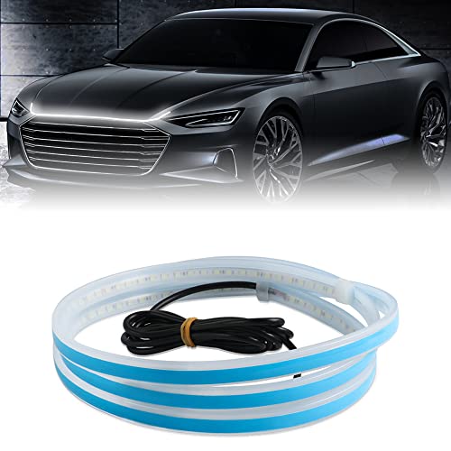 Reswish Car Hood Light Strip,Universal 12V Car Hood Daytime Running Light Strip,60 Inch Engine Hood Guide Decorative Light Bar,Waterproof Flexible LED Auto Decorative (White, 60 inch)