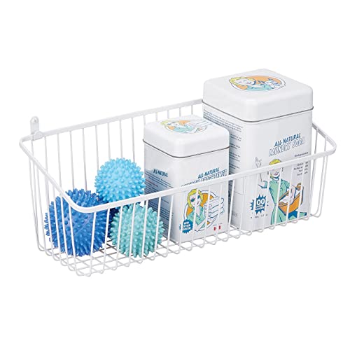 Mdesign Metal Wire Wall Mounted Storage Organizer Basket Bin For Kitchen, Bedroom, Bathroom - Mountable Hanging Organization In Pantry, Closet, And Cabinet - Unity Collection - White #TOP5