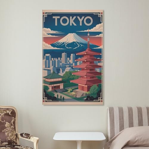 Impression d'art mural Tokyo sur toile 60x90cm pour salon