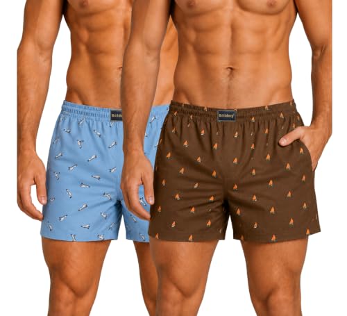 Image of Men's Printed Cotton Boxer Shorts - Soft Breathable Cotton Innerwear for Men, Regular Fit Boxer for Sleepwear, Lounge & Everyday Wear
