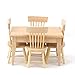 GOTOTOP 1:12 Casa delle Bambole in Miniatura Sedia da Tavolo simulata, Sedia da Pranzo Set di mobili in Legno Mini mobili Modello di Giocattolo Accessorio (Colore del Legno)(Table And Chair Set)